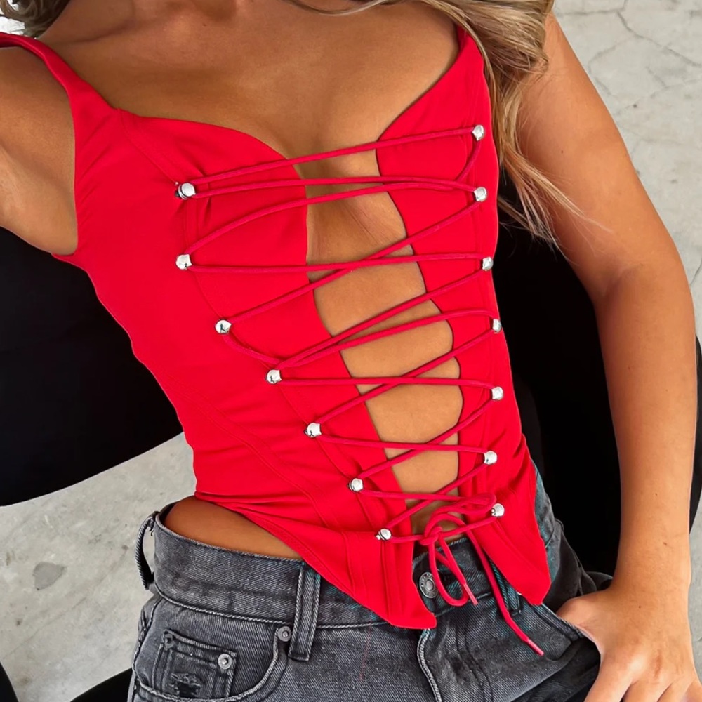 Fire In Her Eyes Bustier Red white fox boutique